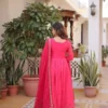 Moni 1235 Pink Embroidery Printed Gown With Dupatta Collection