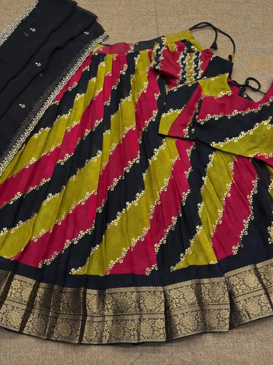 Vally Vol 114 Leheriya Printed Zari Weaving Lehenga Choli