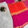 SGT 237 Mysore Silk Double Tone Orange Readymade Zip And Go Gown Saree