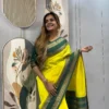 SGT 237 Mysore Silk Yellow Readymade Zip Gown Saree Wedding Collection