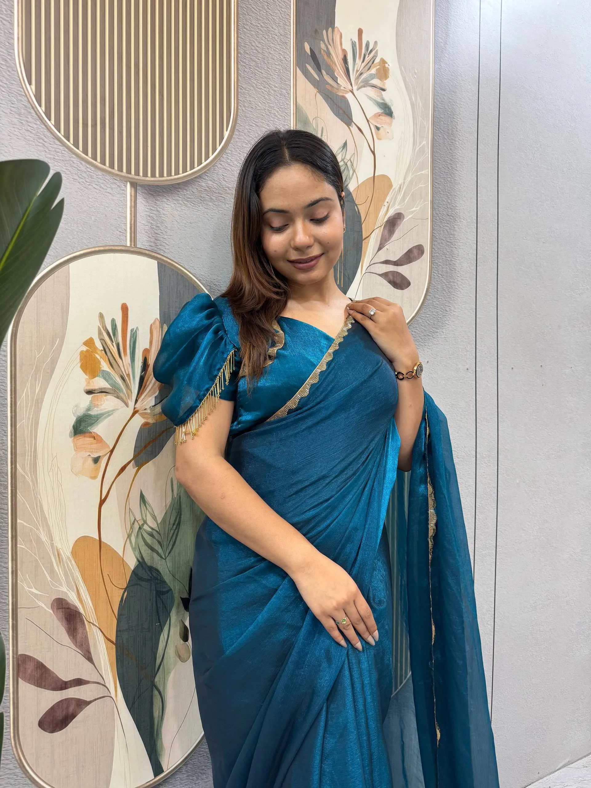 SGT 239 Zip and go Gown Saree for Wedding with Beads