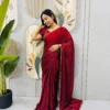 SGT 239 Space Silk Maroon Zip and go Gown Saree for Party Wear Design
