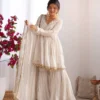 Sabina 5300 White Mal Chanderi Sharara Suit With Dupatta Trading Design