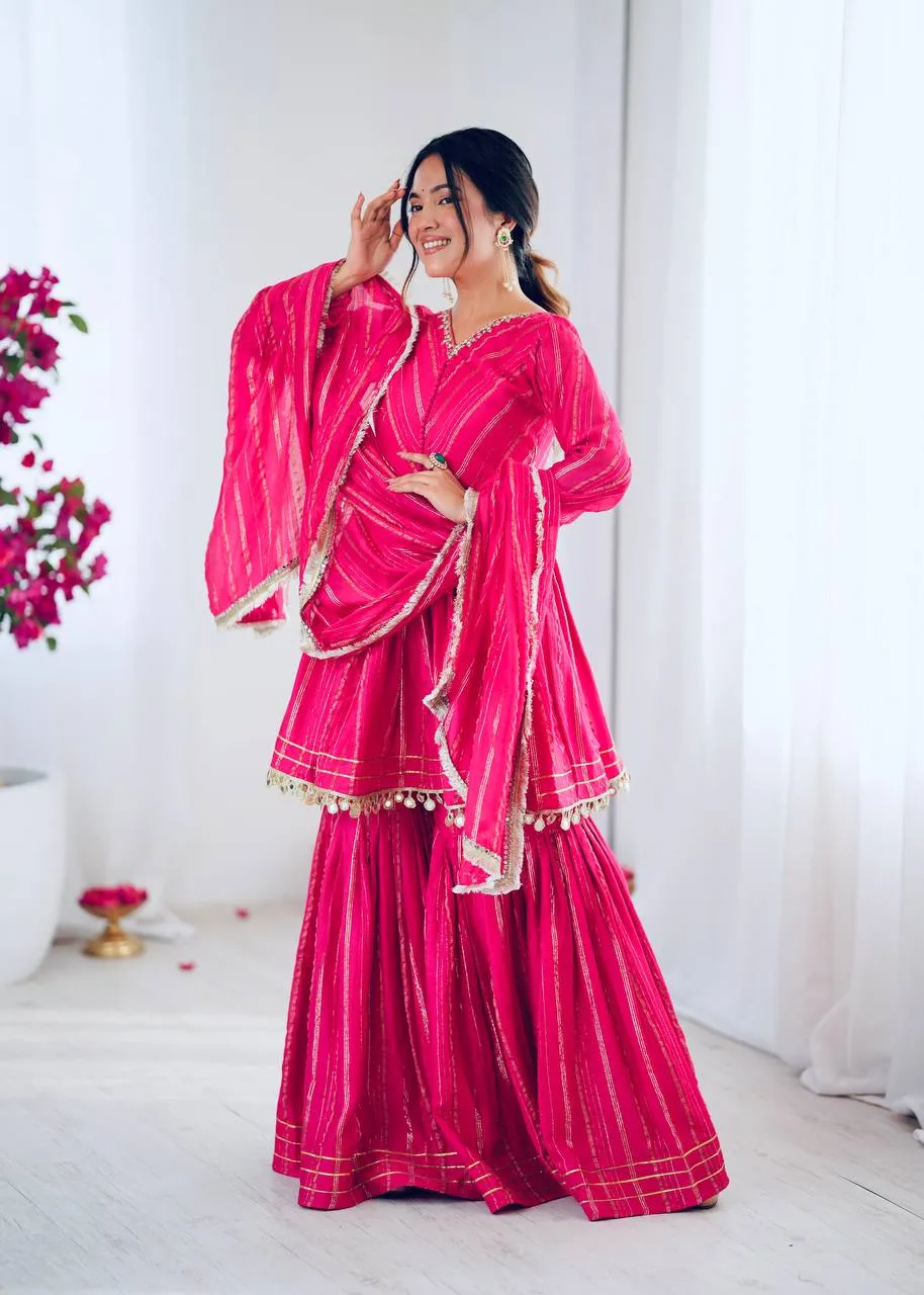 Sabina 5300 Rani Mal Chanderi Sharara Suit With Dupatta