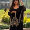 Zarin 44 Black Georgette Designer Anarkali Gown Pant With Dupatta