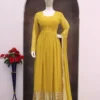 Zarin 44 Yellow Georgette Wedding Anarkali Gown Pant With Dupatta