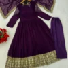 Zarin 44 Wine Georgette Anarkali Gown Pant With Dupatta For Women
