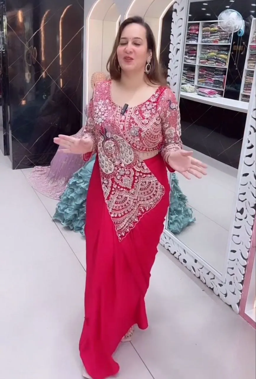 Madhuri 247 Crepe Heavy Work Ready To Wear Saree For Wedding