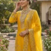 Sabina 5331 Yellow Gmy Silk Embroidery Sequence Readymade Dress