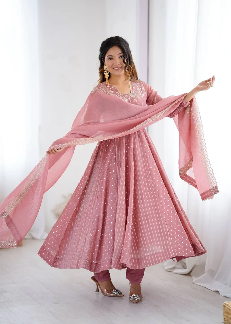 Sabina 5293 Crunchy Silk Anarkali Gown Pant With Dupatta Collection