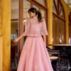 WMN 1119 Baby Pink Allnen Crush Lehenga Blouse With Koti Collection