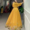 WMN 1118 Yellow Georgette Designer Co Ord Set Lehenga For Women