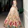 WMN 1116 Tasar Silk Floral Printed Co Ord Set Lehenga Collection