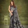 WMN 7301 Black Tasar Silk Kalamkari Printed Saree Collection