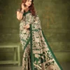 WMN 7301 Green Tasar Silk Kalamkari Printed Saree For Women