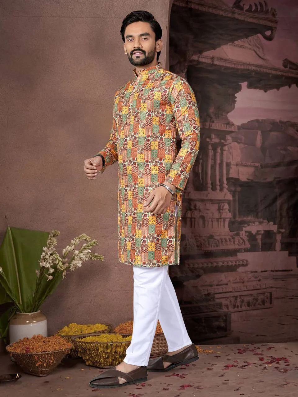 Shyam Cotton Kurta Pajama Haldi Printed Sequence Party Wear Collection