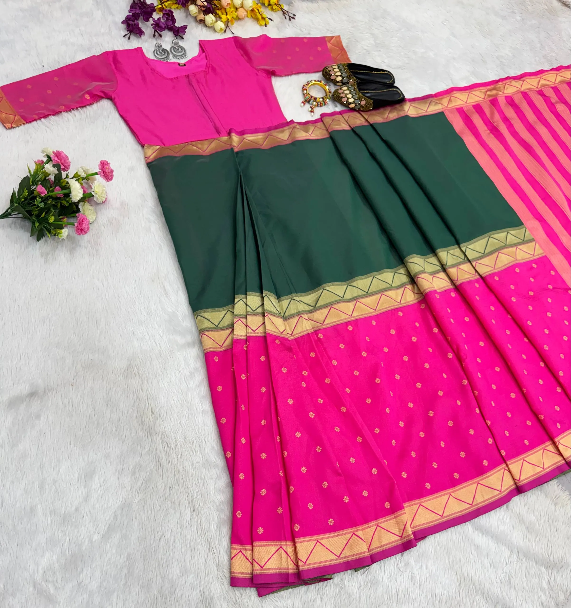 SGT 237 Mysore Silk Zip Gown Saree Party Wear Collection
