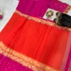 SGT 237 Mysore Silk Double Tone Orange Readymade Zip And Go Gown Saree