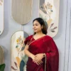 SGT 239 Space Silk Maroon Zip and go Gown Saree for Party Wear Design