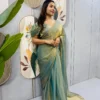 SGT 239 Space Silk Sky Blue Zip and go Gown Saree for Wedding with Beads