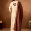 Lila 150 Roman Silk Cream Anarkali Kurti With Palazzo Set