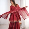 Sabina 5300 Maroon Mal Chanderi Sharara Suit With Dupatta