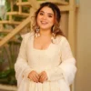 STD 6115 Heavy Work White Anarkali Readymade Dress