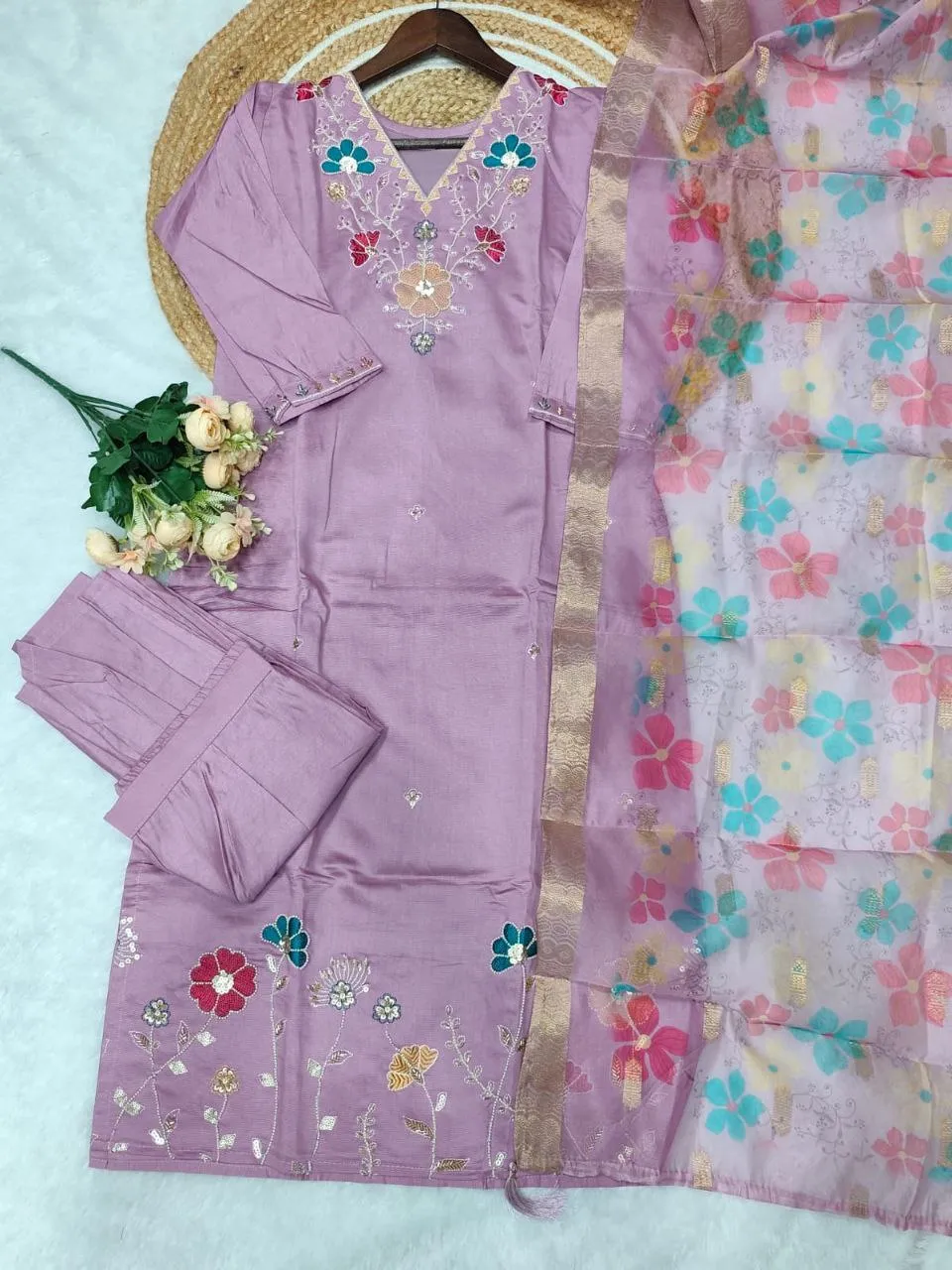 Zarin 55 Purple Viscose Handwork Readymade Dress Collection