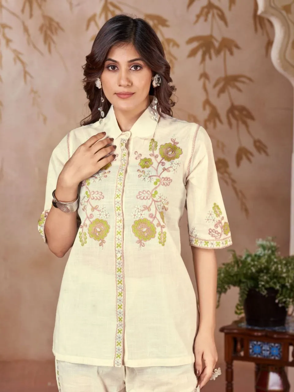 Zarin Vol 01 Handloom Khadi Cotton Embroidery Shirt With Pant