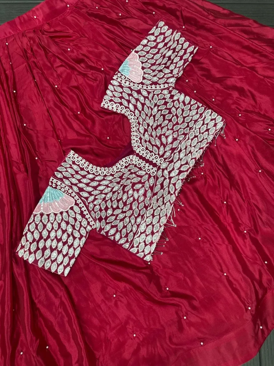 Madhuri 248 Natural Crepe Designer Party Wear Half Lehenga Saree