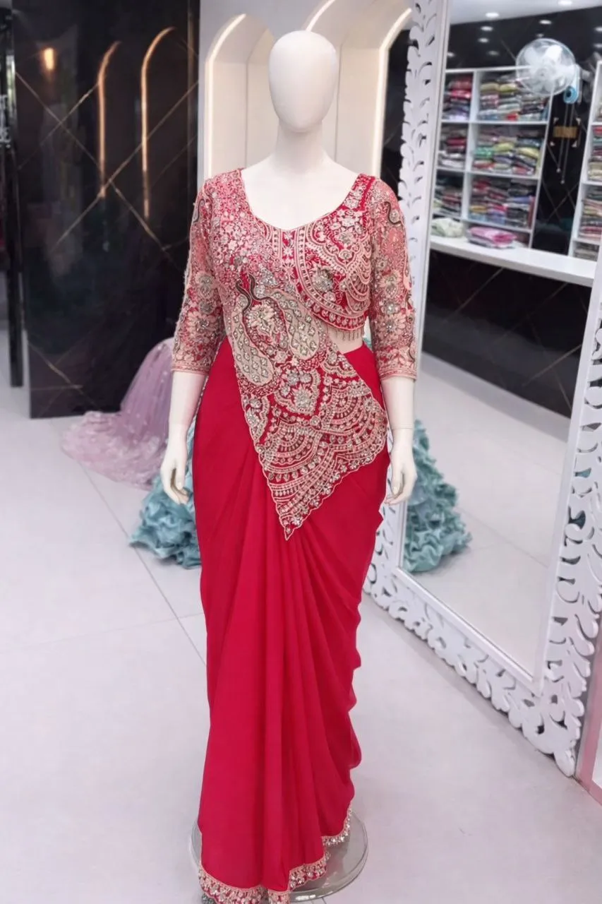 Madhuri 247 Crepe Heavy Work Ready To Wear Saree For Wedding