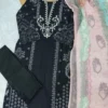 Zarin 67 Black Printed Kurti Pant With Dupatta for woman
