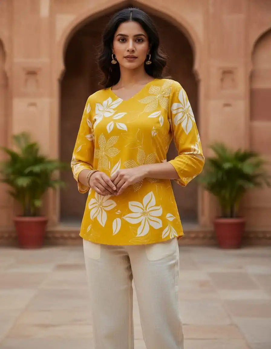 Zarin 64 Printed Fancy Short Top