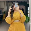 WMN 1118 Yellow Georgette Designer Co Ord Set Lehenga For Women