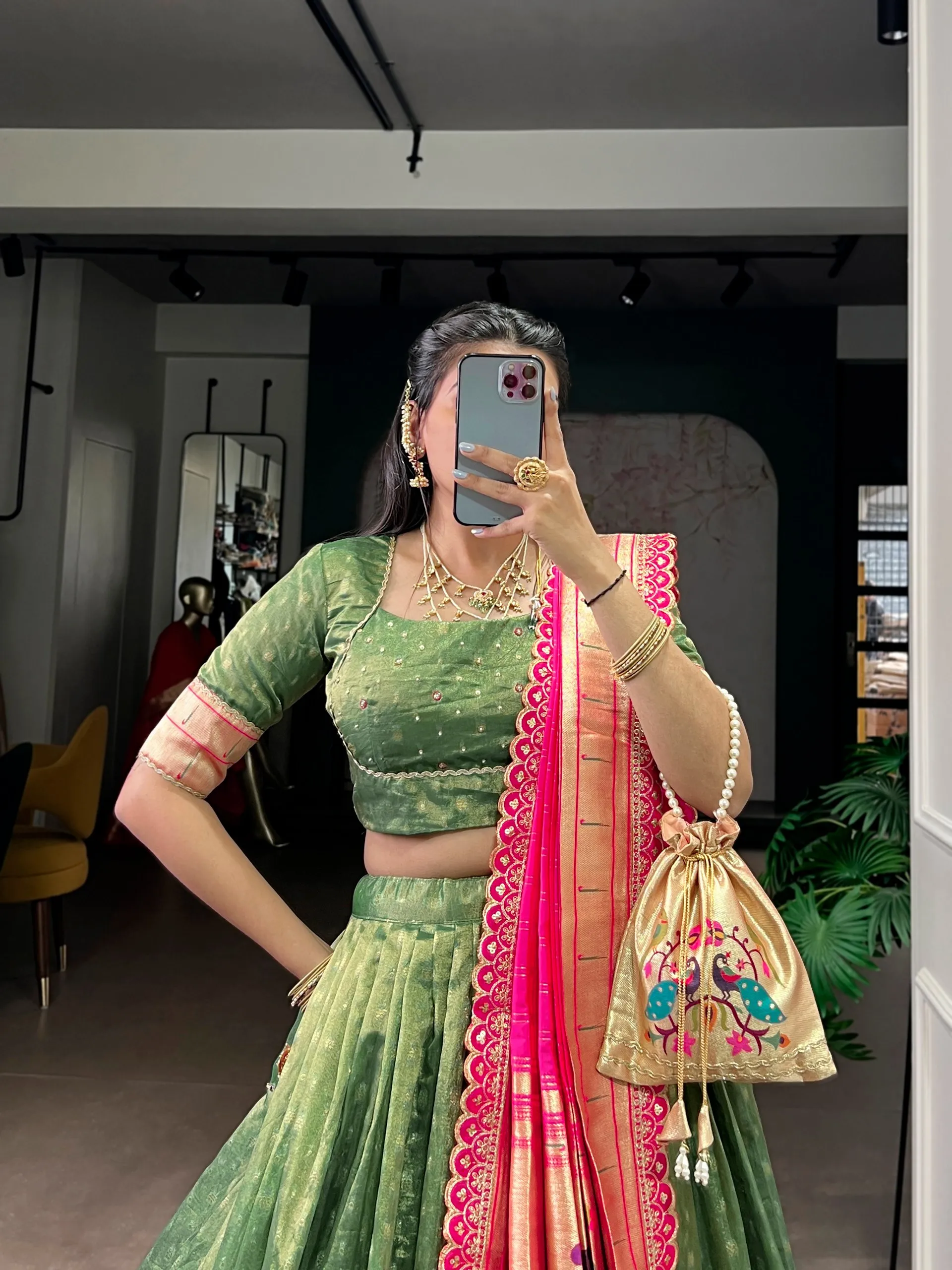 WMN 2032 Organza Zari Weaving Paithani Lehenga Choli Collection