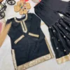 Baby 243 Party Wear Black Heavy Pure GMY SILK Top Sharara & Dupatta Set