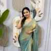 SGT 239 Space Silk Sky Blue Zip and go Gown Saree for Wedding with Beads