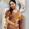 SGT 239 Gold Space Silk Color Zip and go Gown Saree with Beads