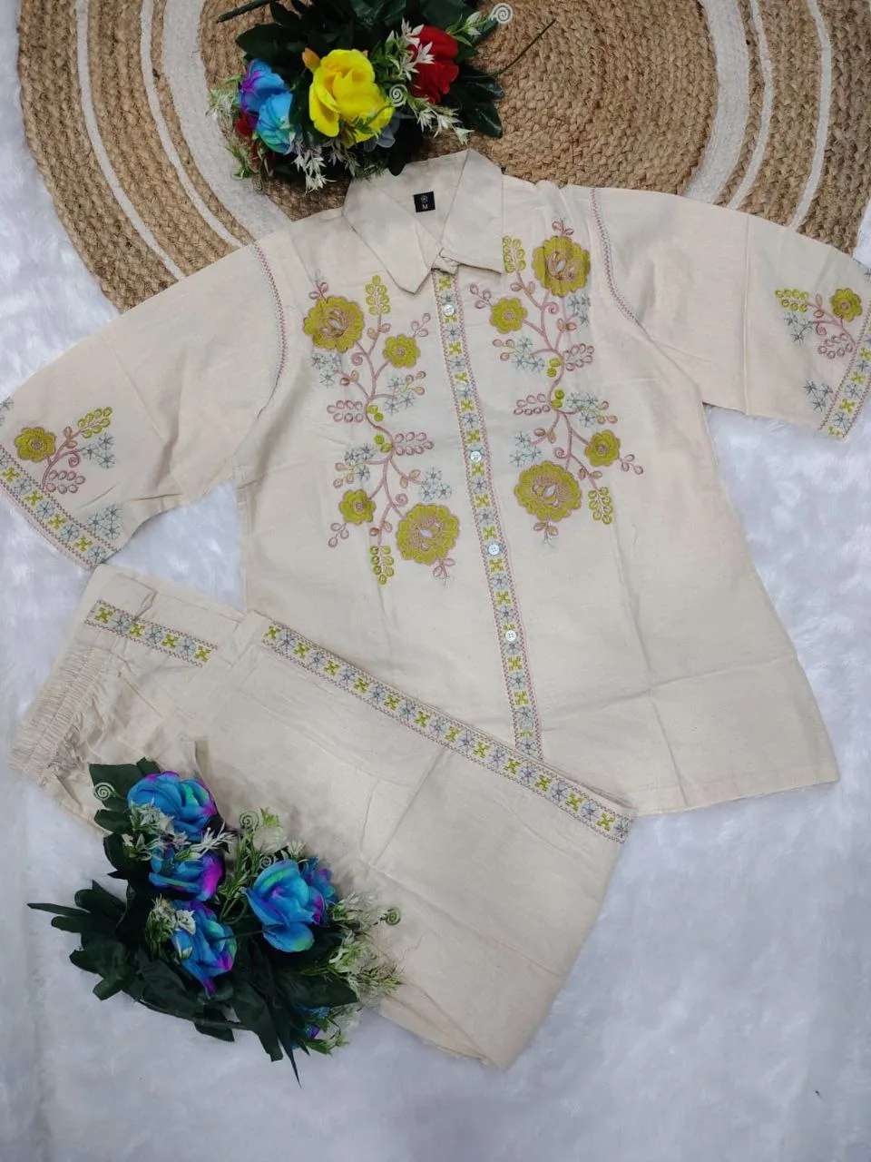 Zarin Vol 01 Handloom Khadi Cotton Embroidery Shirt With Pant