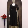 Zarin 44 Black Georgette Designer Anarkali Gown Pant With Dupatta