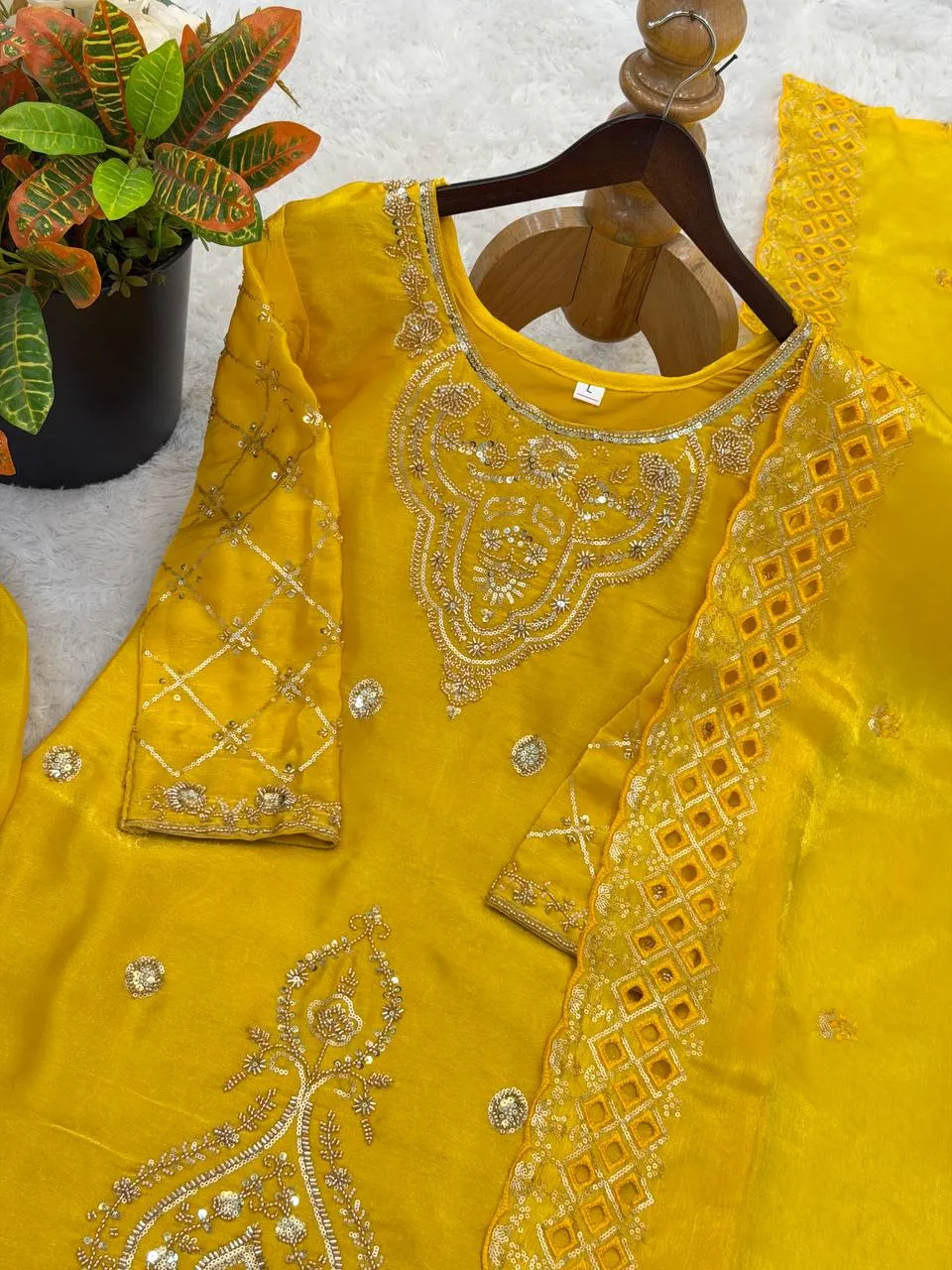 Sabina 5335 Yellow Gmy Choo Silk Kurti Palazzo With Dupatta Collection