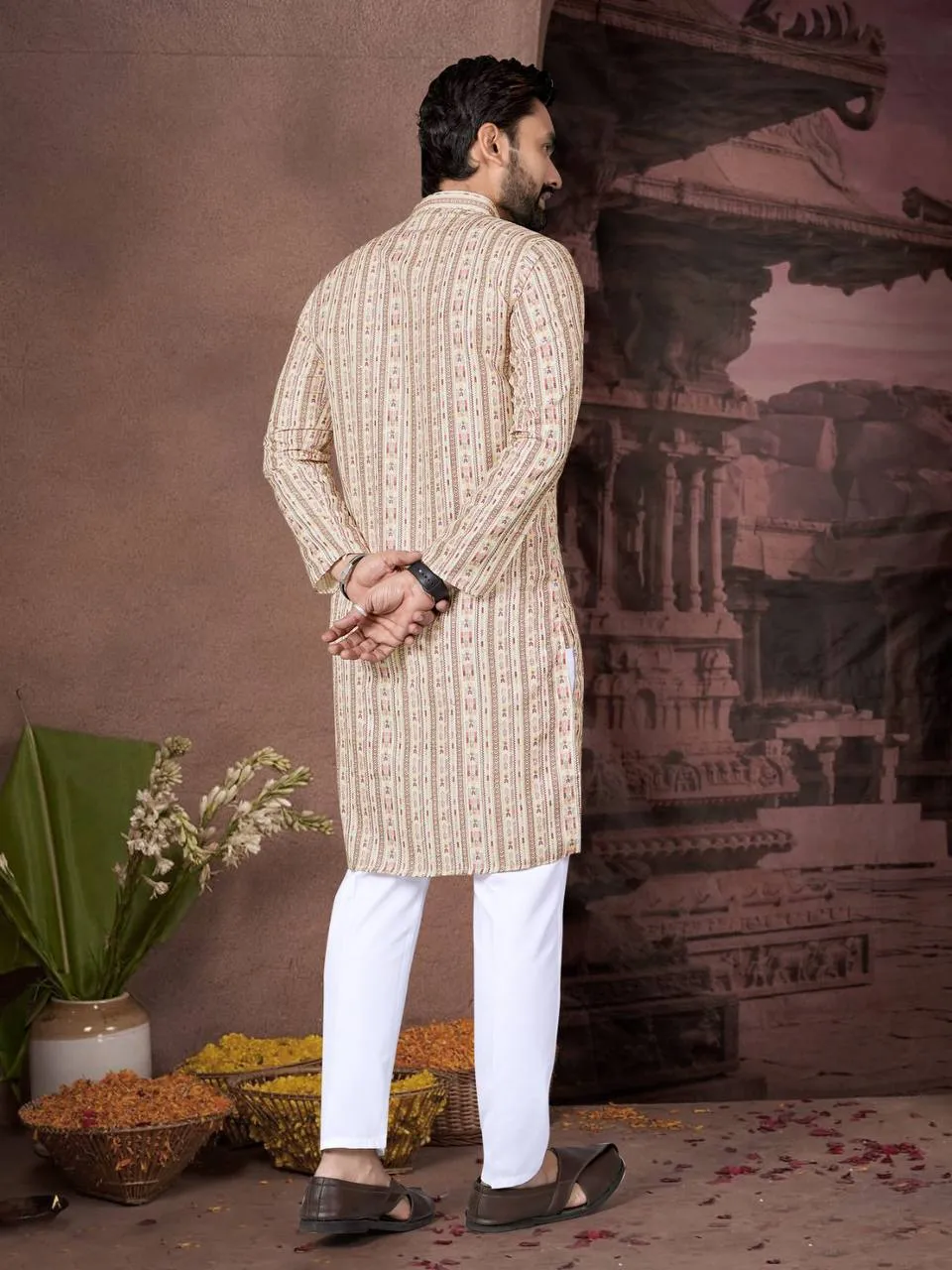 Shyam Cotton Kurta Pajama Printed Sequence Work