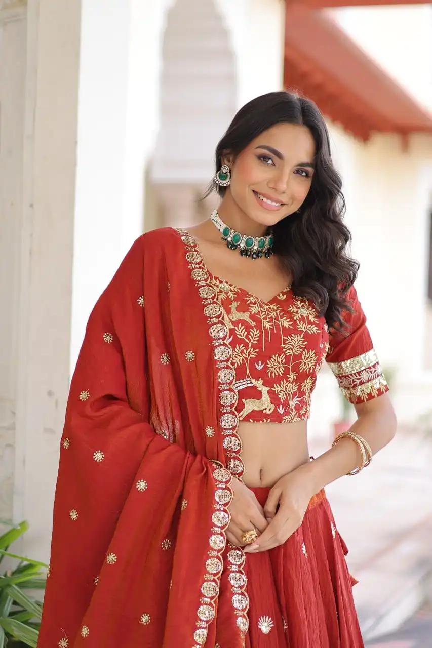 Moni 5062 Vichitra Silk Heavy Work Lehenga Choli For Women