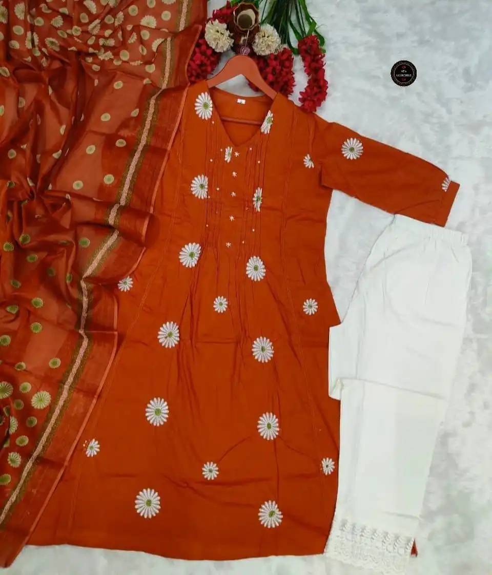 Laxmy Vol 76 Embroidery Work Kurti Pant With Dupatta Collection