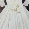 STD 6115 Heavy Work White Anarkali Readymade Dress