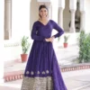 Moni 1218 Vichitra Silk Festive Gown with Sequins Work And Dupatta