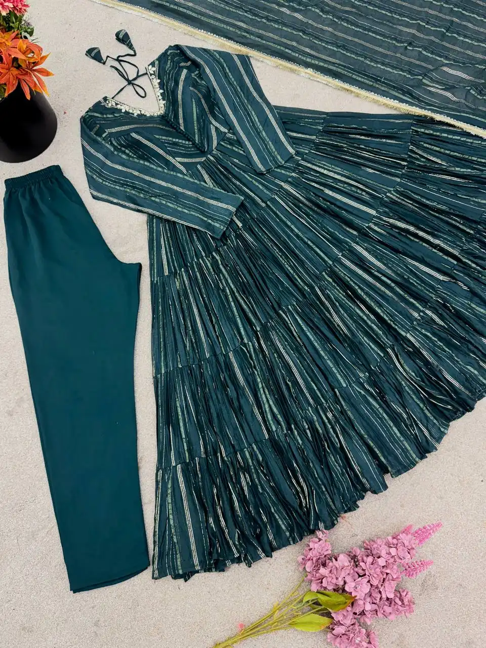 Sabina 5305B Mal Chanderi Women Dress Ruffle Readymade