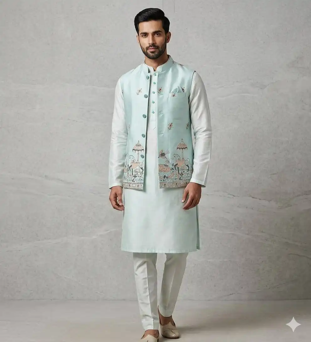 Shyam Vol 89 Wedding Kurta Pajama With Embroidery Koti