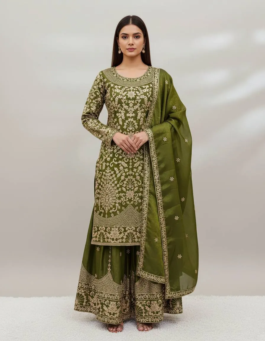 Sabina 1697 Silk Designer Mehndi Occasion Readymade Dress for woman