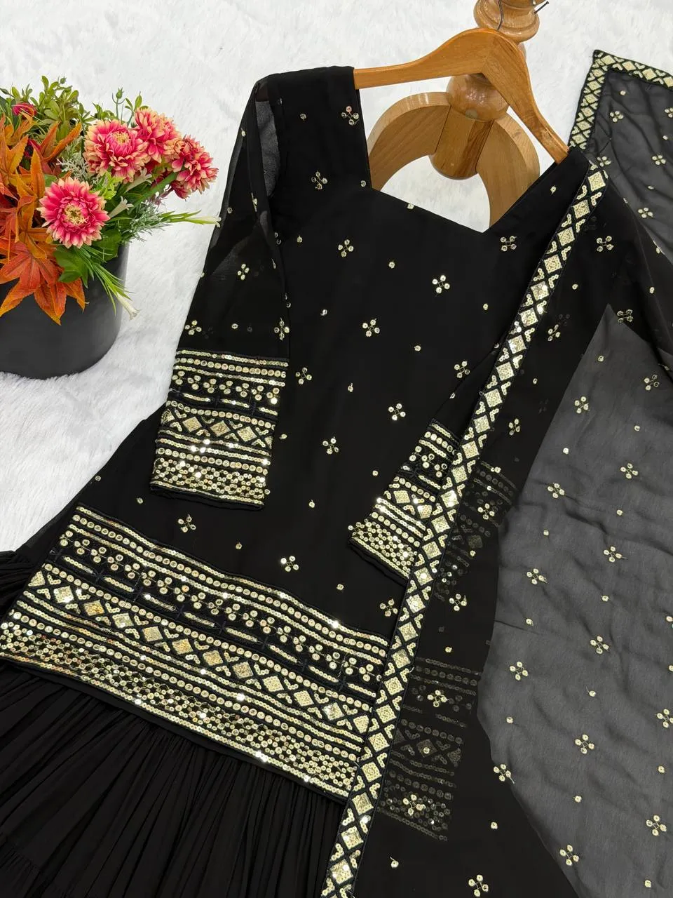 Sabina 5317 Black Georgette Embroidery Readymade Dress